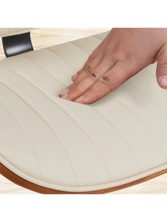 Set 2 taburete de bar Clawson imitatie piele crom, nuc/crem