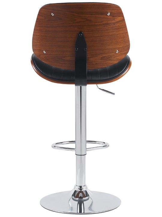 Set 2 taburete de bar Clawson imitatie piele crom, nuc/negru