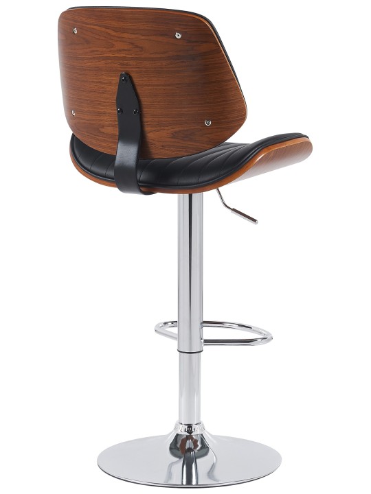 Set 2 taburete de bar Clawson imitatie piele crom, nuc/negru