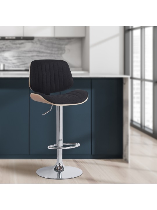 Set 2 scaune de bar Clawson stofa crom, natural/negru Set 2 scaune de bar Clawson stofa crom, natural/negru