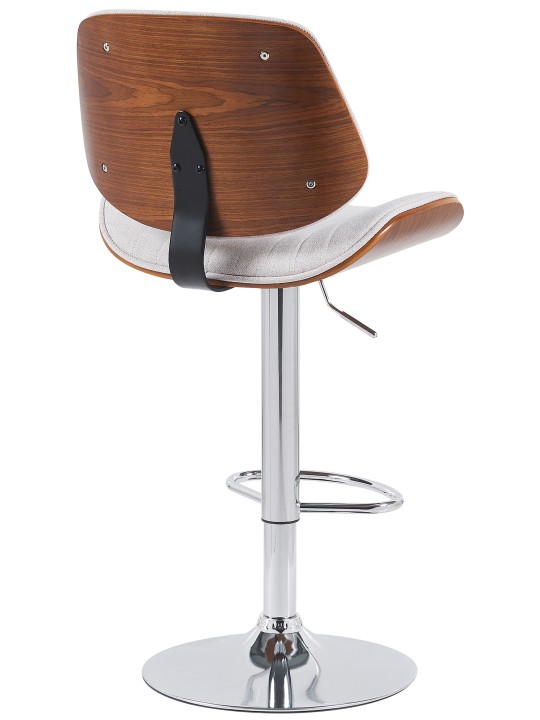 Set 2 scaune de bar Clawson stofa crom, nuc/crem