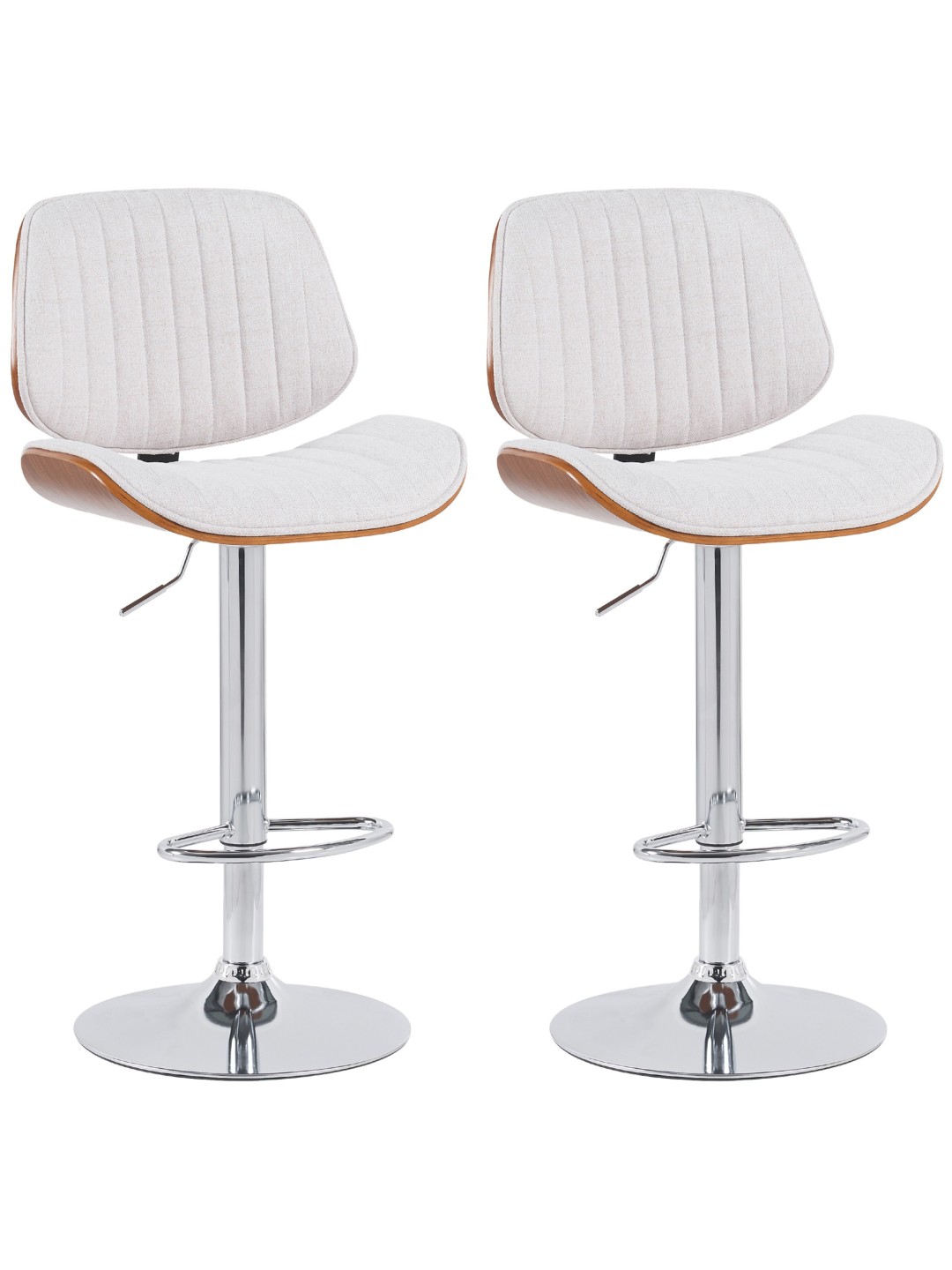 Set 2 scaune de bar Clawson stofa crom, nuc/crem