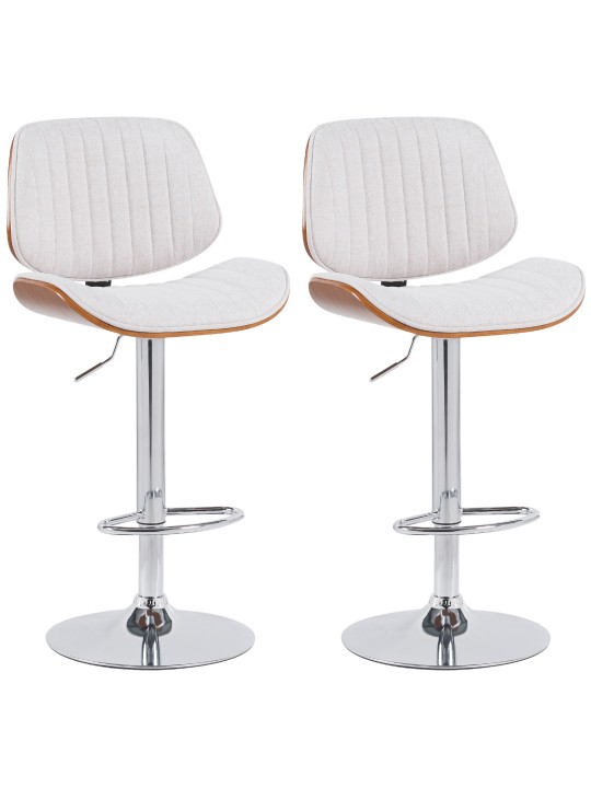 Set 2 scaune de bar Clawson stofa crom, nuc/crem