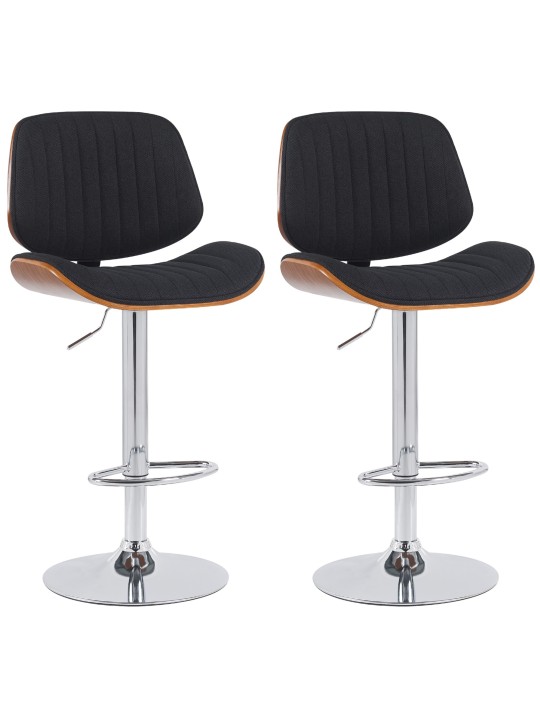 Set 2 scaune de bar Clawson stofa crom, nuc/negru