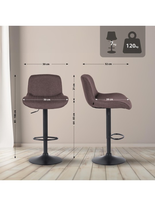 Set 2 taburete de bar stofa Solon, maro închis