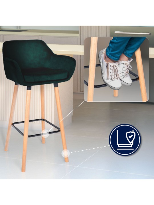 Scaun de bar Grant catifea, verde