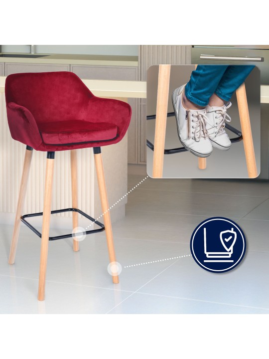 Scaun de bar Grant catifea, roșu