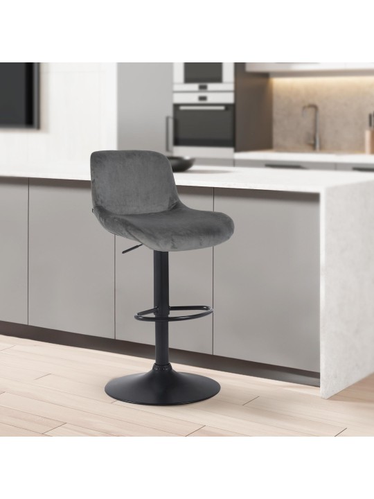 Set 2 taburete de bar Solon catifea, gri închis
