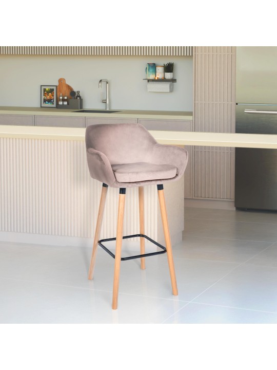 Scaun de bar Grant catifea, gri deschis