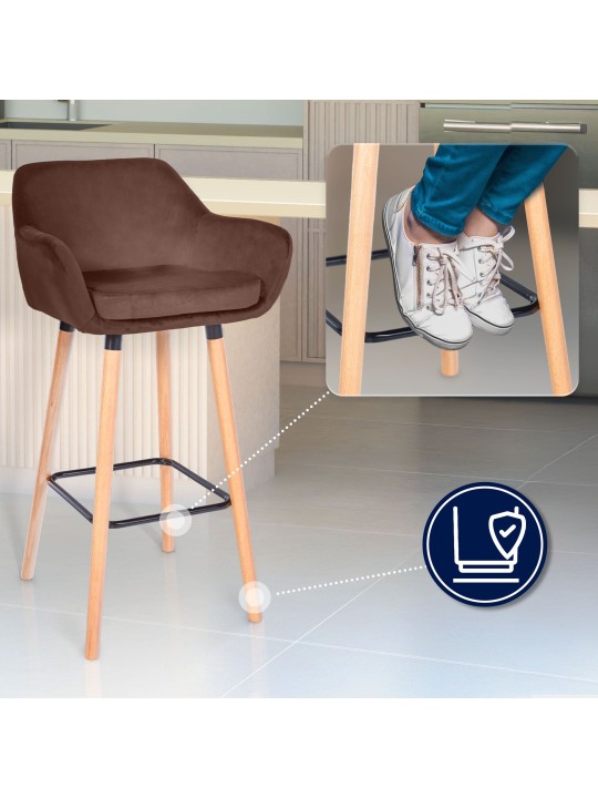 Scaun de bar Grant catifea, cafea