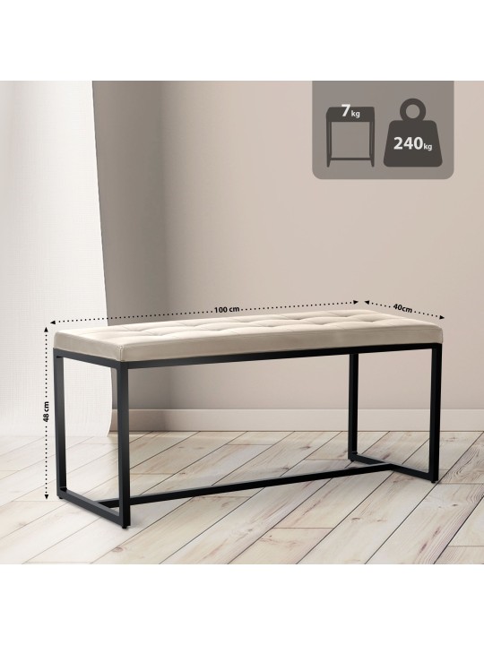 Bancă imitație piele Barci B, crem Bancă imitație piele Barci B, crem