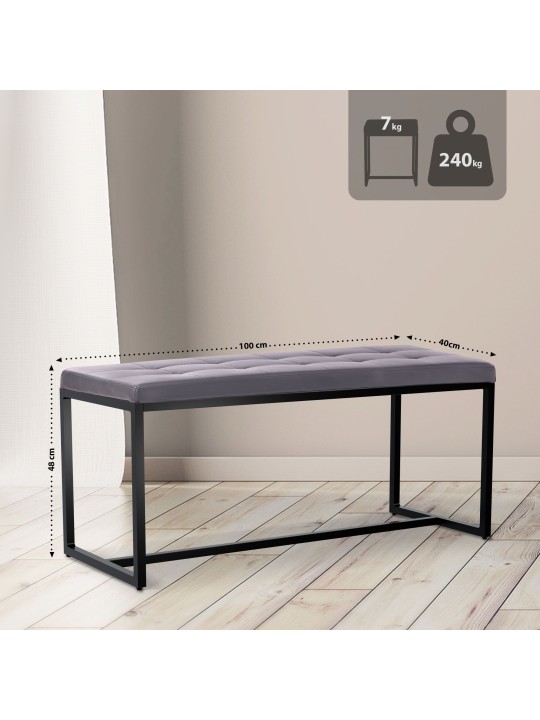 Bancă imitație piele Barci B, gri