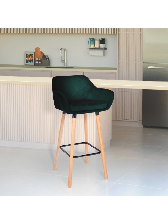 Set 2 scaune de bar Grant catifea, verde Set 2 scaune de bar Grant catifea, verde