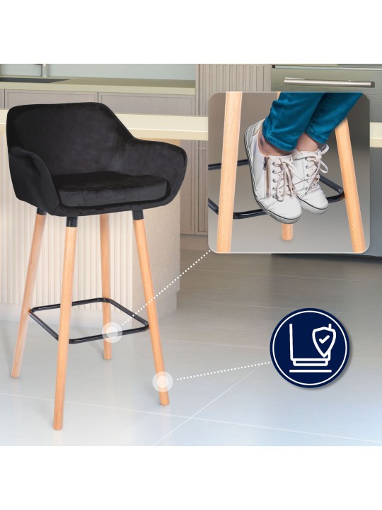 Set 2 scaune de bar Grant catifea, negru Set 2 scaune de bar Grant catifea, negru