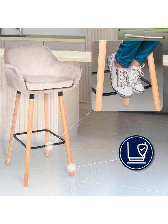 Set 2 scaune de bar Grant catifea, crem Set 2 scaune de bar Grant catifea, crem