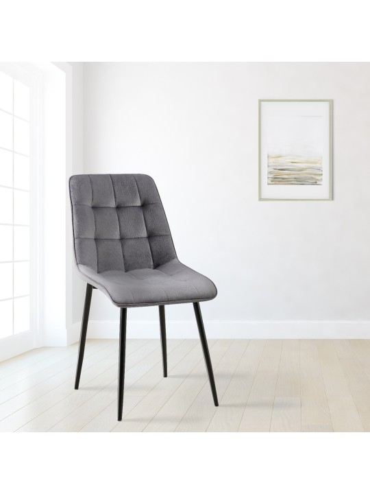Set 2 scaune de sufragerie catifea Gifford, gri închis Set 2 scaune de sufragerie catifea Gifford, gri închis