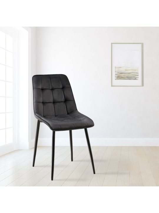 Set 2 scaune de sufragerie catifea Gifford, negru