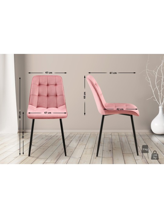 Set 2 scaune de sufragerie catifea Gifford, roz Set 2 scaune de sufragerie catifea Gifford, roz