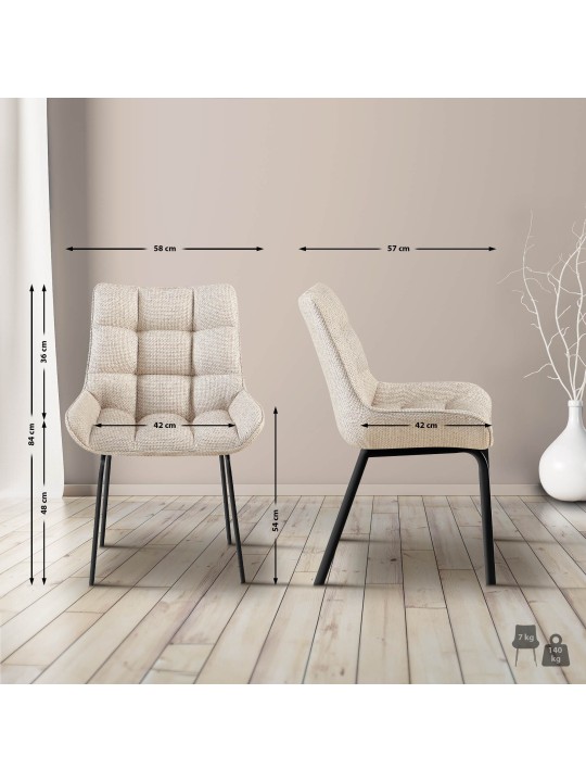 Set 2 scaune Saranda stofa, fildeș Set 2 scaune Saranda stofa, fildeș