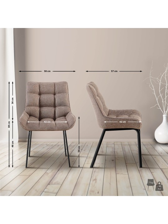 Set 2 scaune Saranda stofa, maro pământiu