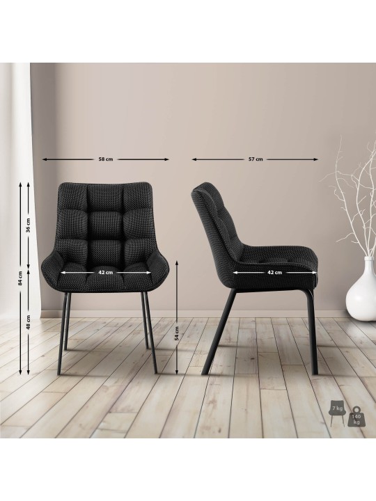 Set 2 scaune Saranda stofa, gri titan