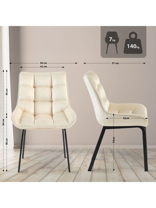 Set 2 scaune Saranda catifea, crem Set 2 scaune Saranda catifea, crem