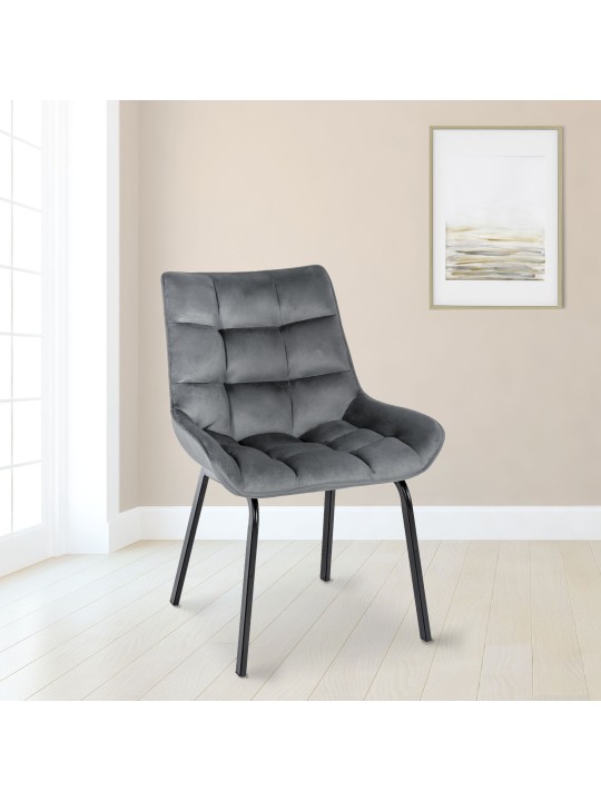 Set 2 scaune Saranda catifea, gri închis