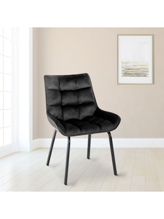 Set 2 scaune Saranda catifea, negru