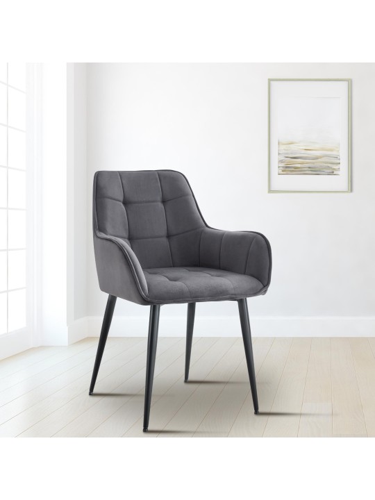 Set 2 scaune de sufragerie din catifea Ferndale, gri închis