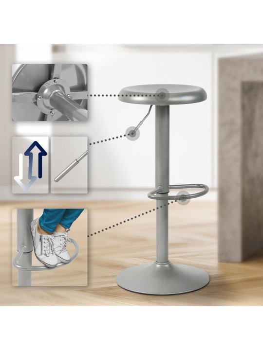 Scaun de bar Williston, argintiu