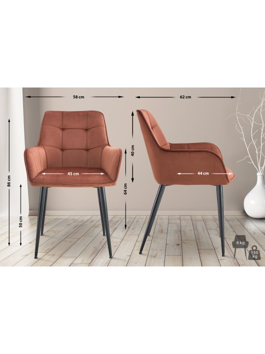 Set 2 scaune de sufragerie din catifea Ferndale, maro