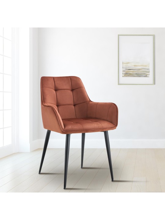 Set 2 scaune de sufragerie din catifea Ferndale, maro