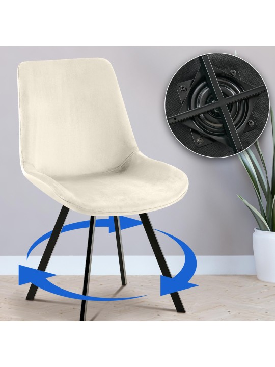 Set 2 scaune de sufragerie catifea Lewes, crem