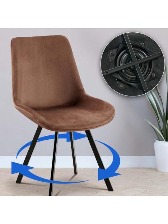 Set 2 scaune de sufragerie catifea Lewes, maro Set 2 scaune de sufragerie catifea Lewes, maro