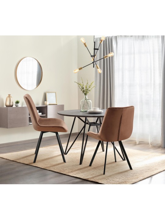 Set 2 scaune de sufragerie catifea Lewes, maro Set 2 scaune de sufragerie catifea Lewes, maro