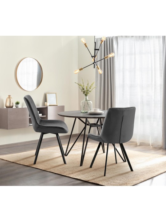 Set 2 scaune de sufragerie catifea Lewes, gri închis