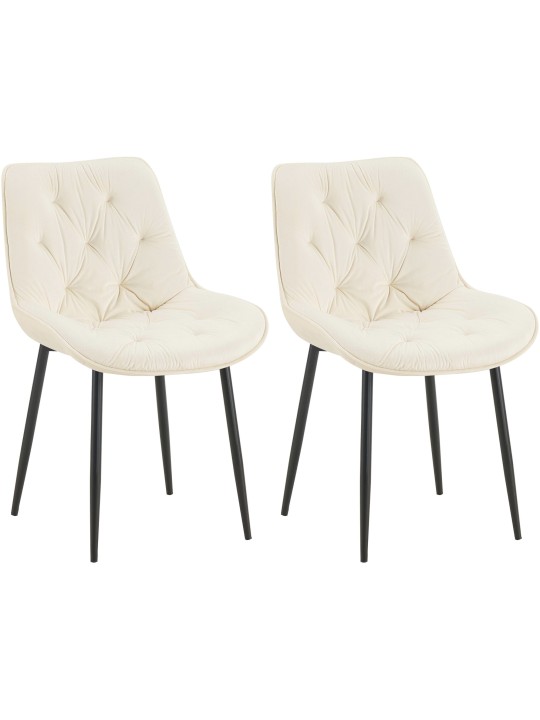 Set 2 scaune de sufragerie Wallace catifea, crem