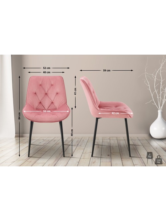 Set 2 scaune de sufragerie Wallace catifea, roz Set 2 scaune de sufragerie Wallace catifea, roz