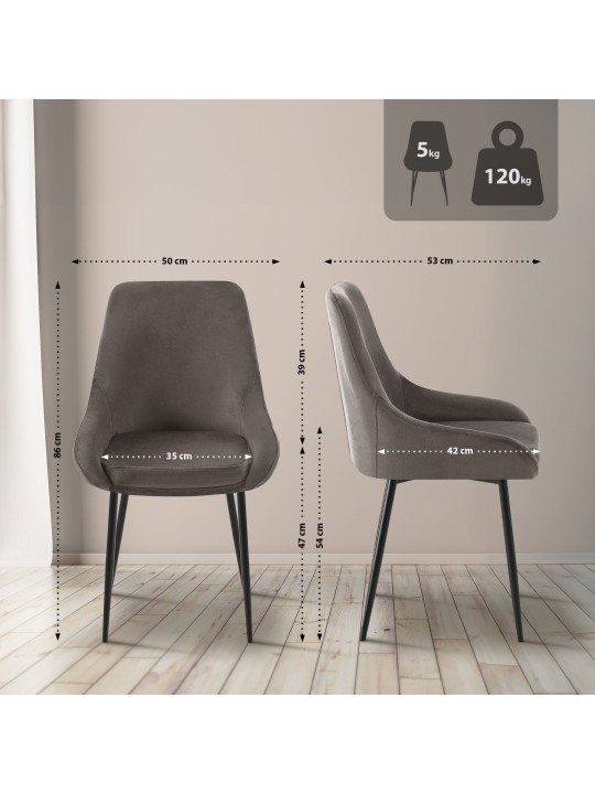 Scaun de sufragerie din catifea Elmira, antracit