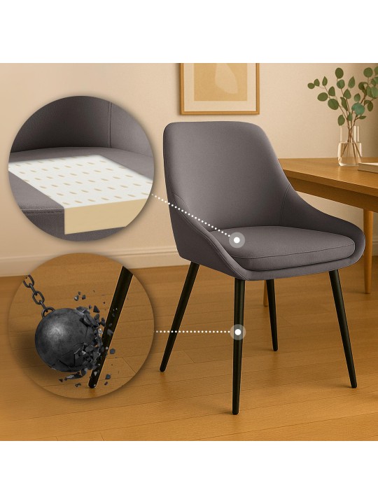 Scaun de sufragerie din catifea Elmira, antracit