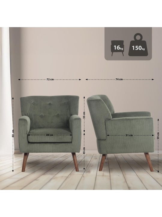 Fotoliu Kioni Cord, verde