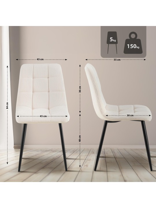 Scaun de sufragerie Antibes Cord, crem