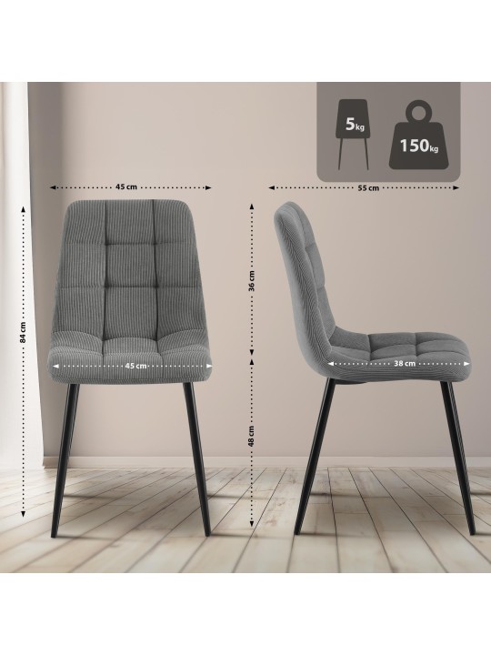 Scaun de sufragerie Antibes Cord, gri