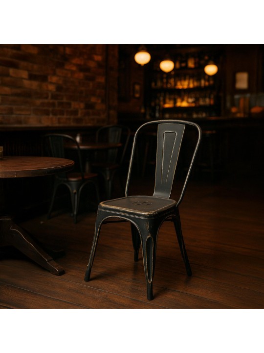 Set de 4 scaune antice Benedikt, negru-auriu