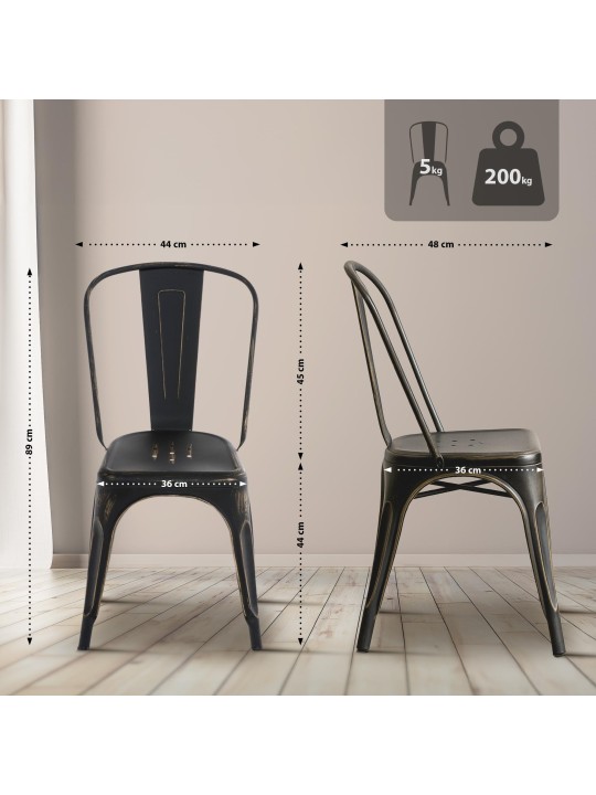 Set de 4 scaune antice Benedikt, negru-auriu