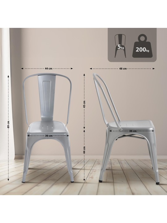 Set de 4 scaune Benedikt, argintiu