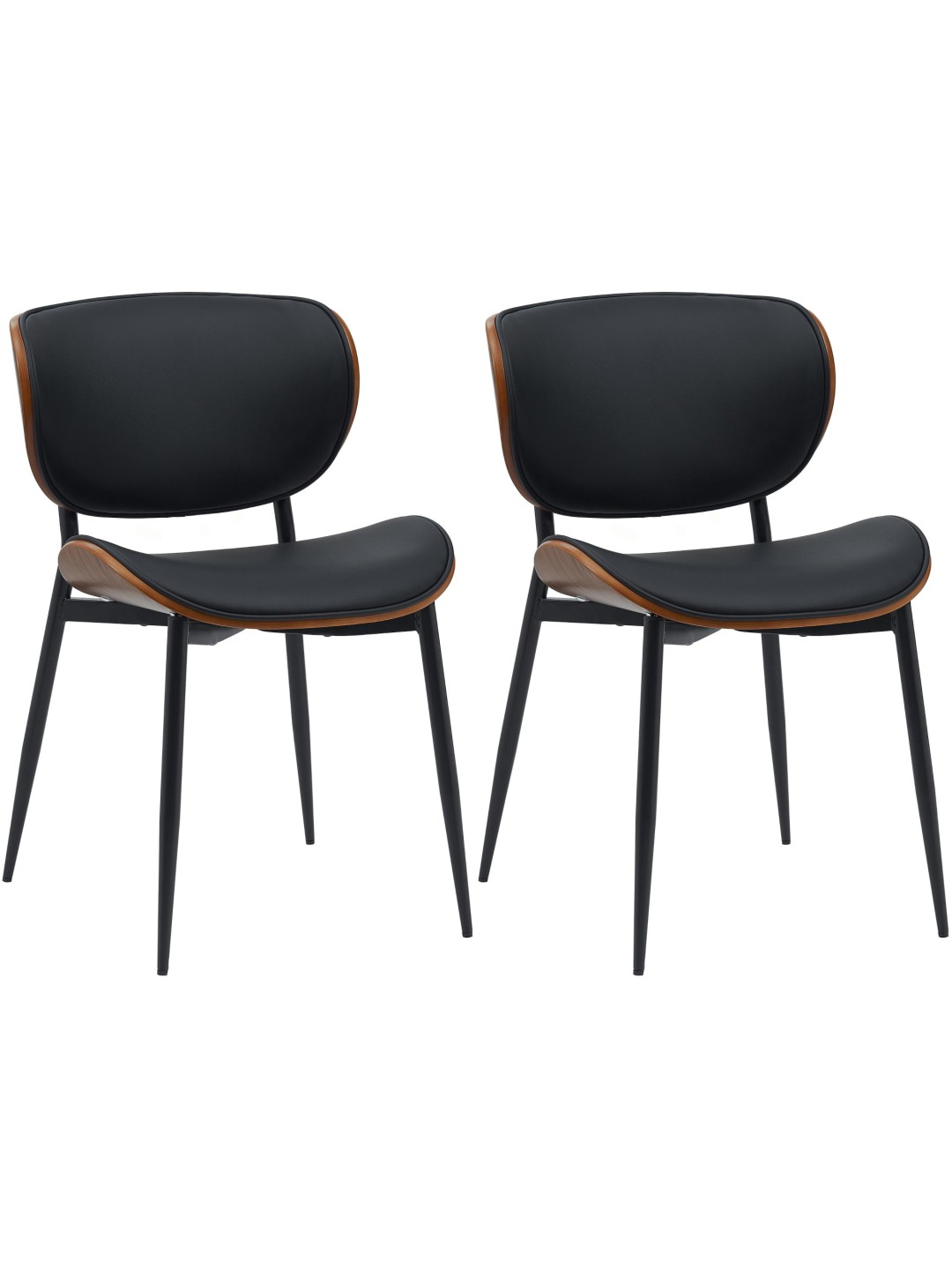 Set 2 scaune de sufragerie Enid imitatie piele, nuc/negru