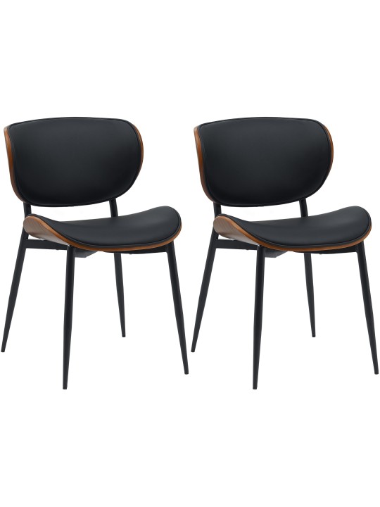 Set 2 scaune de sufragerie Enid imitatie piele, nuc/negru