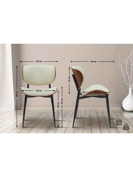 Set 2 scaune de sufragerie Enid imitatie piele, nuc/crem Set 2 scaune de sufragerie Enid imitatie piele, nuc/crem