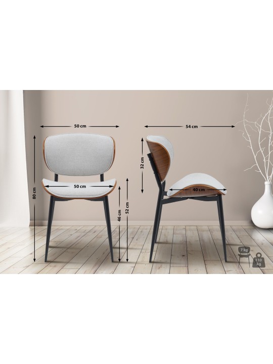 Set 2 scaune de sufragerie stofa Enid, nuc/crem Set 2 scaune de sufragerie stofa Enid, nuc/crem